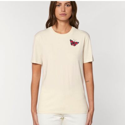 peacock butterfly adults unisex organic cotton t shirt - Natural