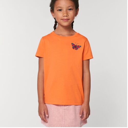 peacock butterfly childrens unisex organic cotton t shirt - Melon