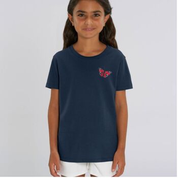 t-shirt unisexe en coton bio enfant papillon paon - Marine 1