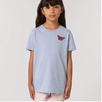 t-shirt unisexe en coton bio enfant papillon paon - Marine 3