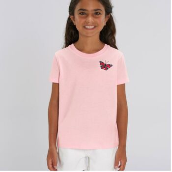 t-shirt unisexe en coton bio enfant papillon paon - Marine 5