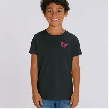t-shirt unisexe en coton bio enfant papillon paon - Noir 1