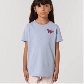 t-shirt unisexe en coton bio enfant papillon paon - Noir 3