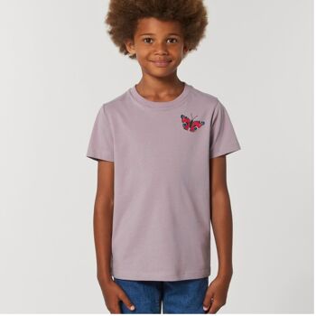 t-shirt unisexe en coton bio enfant papillon paon - Noir 4