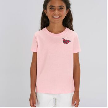 t-shirt unisexe en coton bio enfant papillon paon - Noir 5