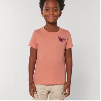 t-shirt unisexe en coton bio enfant papillon paon - Noir 9