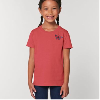 peacock butterfly childrens unisex organic cotton t shirt - Carmine red