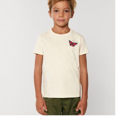 peacock butterfly childrens unisex organic cotton t shirt - Natural