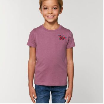 t-shirt unisexe en coton bio pour enfant papillon paon - Serene blue 7