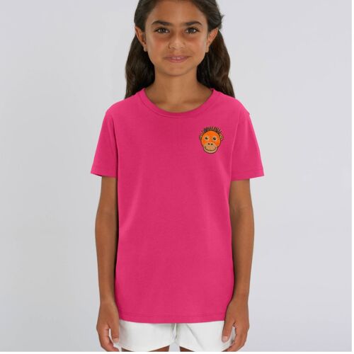 orangutan organic cotton t shirt – kids - Raspberry pink