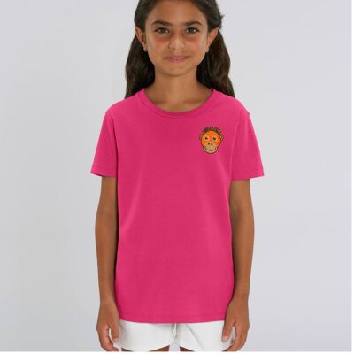 orangutan organic cotton t shirt – kids - Raspberry pink