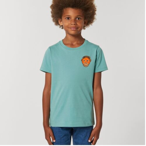 orangutan organic cotton t shirt – kids - Teal monstera