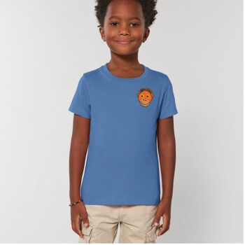 t-shirt coton bio orang-outan - enfant - Bleu vif 1