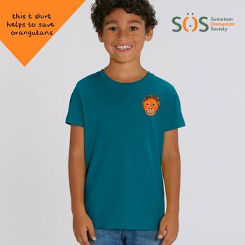 t-shirt coton bio orang-outan - enfant - Bleu vif 2