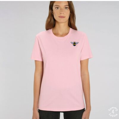 bee adults unisex organic cotton t shirt - Pale pink