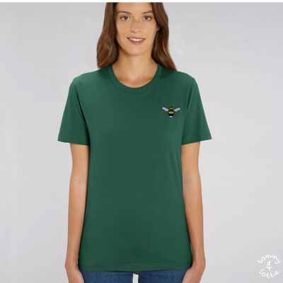 bee adults unisex organic cotton t shirt - Bottle green