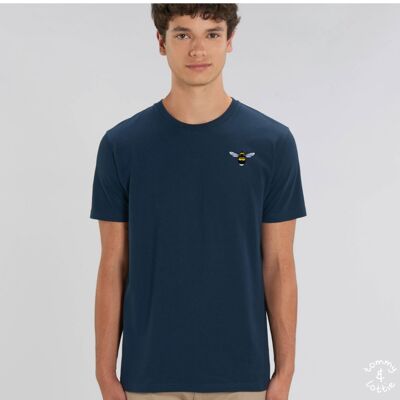 bee adults unisex organic cotton t shirt - Navy