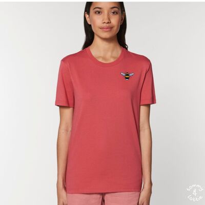 bee adults unisex organic cotton t shirt - Carmine red