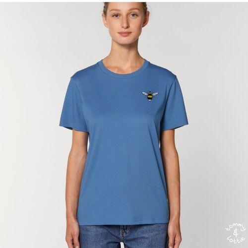 bee adults unisex organic cotton t shirt - Bright blue