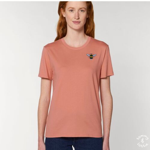 bee adults unisex organic cotton t shirt - Rose clay