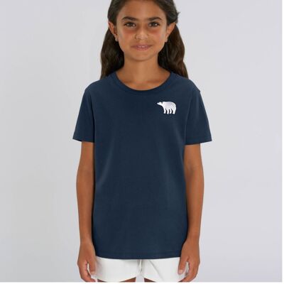 polar bear organic cotton t shirt – kids - Navy