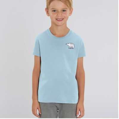 polar bear organic cotton t shirt – kids - Pale blue