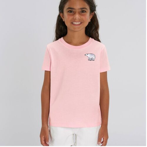 polar bear organic cotton t shirt – kids - Pale pink