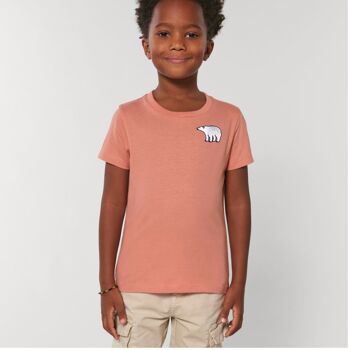 T-shirt coton bio ours polaire - enfant - Rose pâle 7