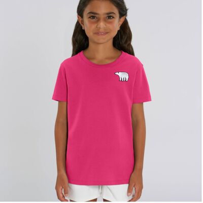 polar bear organic cotton t shirt – kids - Raspberry pink