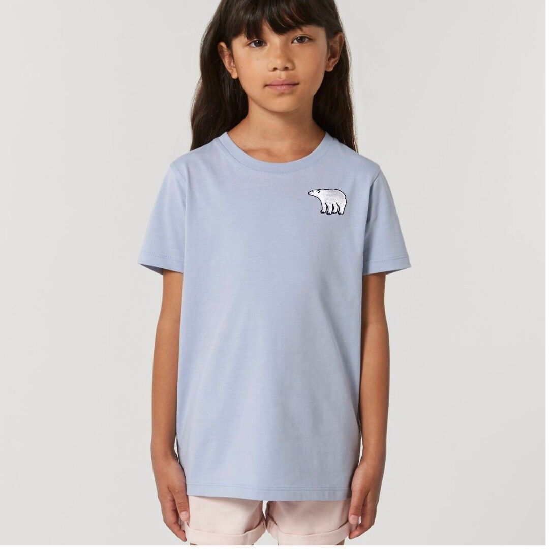 Achat t shirt ours polaire en coton bio enfant Serene blue en gros