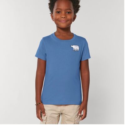 polar bear organic cotton t shirt – kids - Bright blue