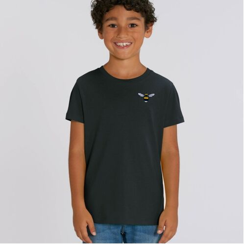 bee kids unisex organic cotton t shirt - Black