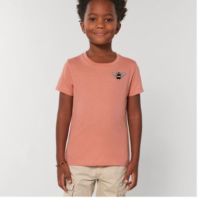 bee kids unisex organic cotton t shirt - Rose clay