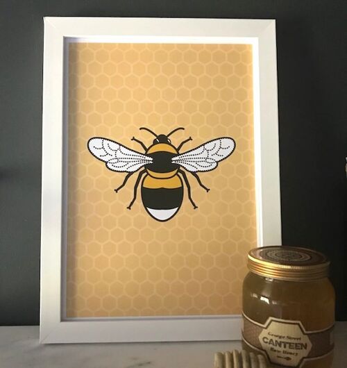 bee print - Black frame honeycomb