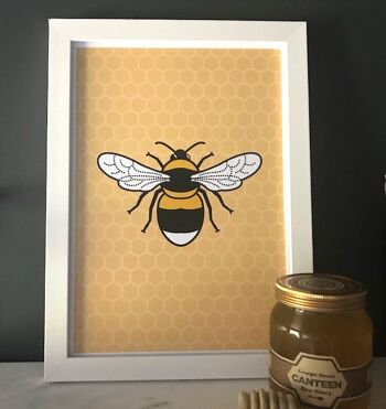 imprimé abeille - Cadre nid d'abeille noir 1