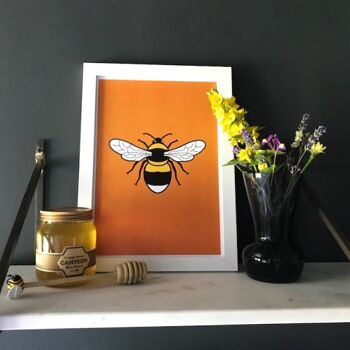 imprimé abeille - Cadre nid d'abeille noir 4