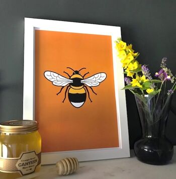 imprimé abeille - Cadre blanc orange 2