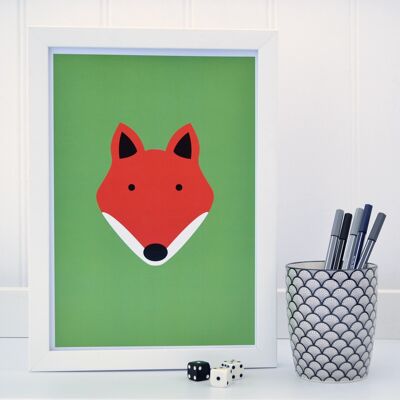 fox print - Unframed green