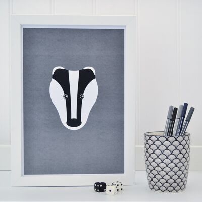 badger print - Unframed white