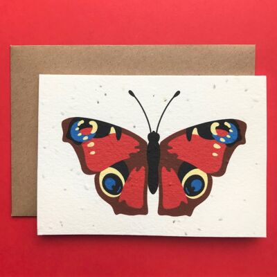 Plantable peacock butterfly seed card