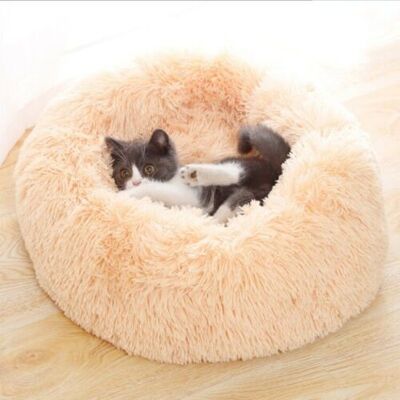 Champagne large  70 cm donut dog bed  shag fluffy and warm  cat bed