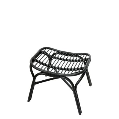 Vintage Rattan Foot Stool, black