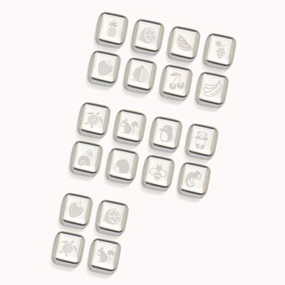 20 engraved Gaspajoe ice cubes all stainless steel in bulk