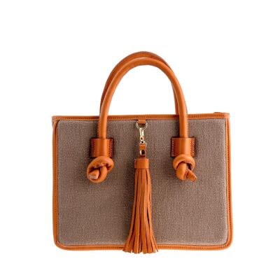 Palermo Handbag Taupe/Cognac Brown - Medium