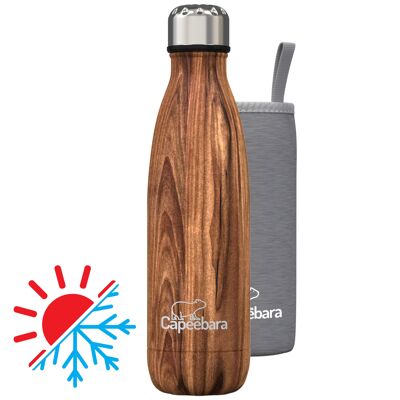 Insulated stainless steel bottle - BROWN WOOD - 500ml