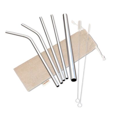 Stainless steel straws - STAINLESS STEEL DISCOVERY PACK - Set of 5 straws + 2 brushes