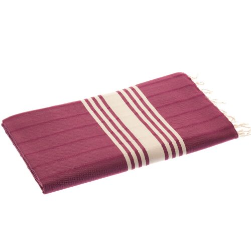 Indigo Cotton Hammam Towel, Hand-Loomed, Burgundy