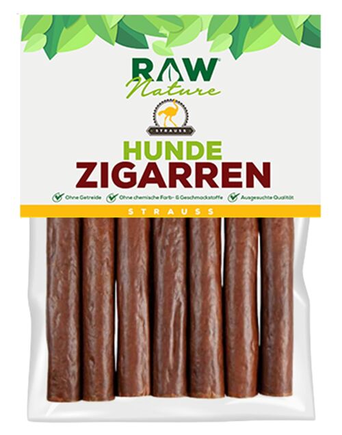 RAW Nature Hunde-Zigarre mit Strauß - 7 Stück