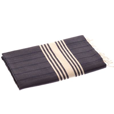 Asciugamano hammam in cotone indaco, tessuto a mano, blu navy