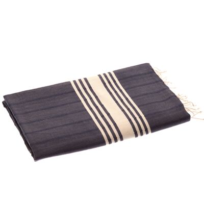 Indigo Cotton Hammam Towel, Hand-Loomed, Navy